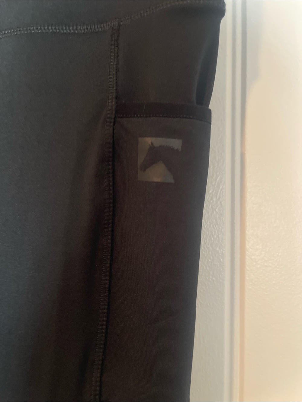 Equestrian Riding Sport Leggings with Side Pocket, Black, girls size medium